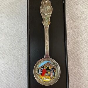 𝅺1970 Klepa Arts Silver Frohe Weihnachten German Manger Christmas Spoon
